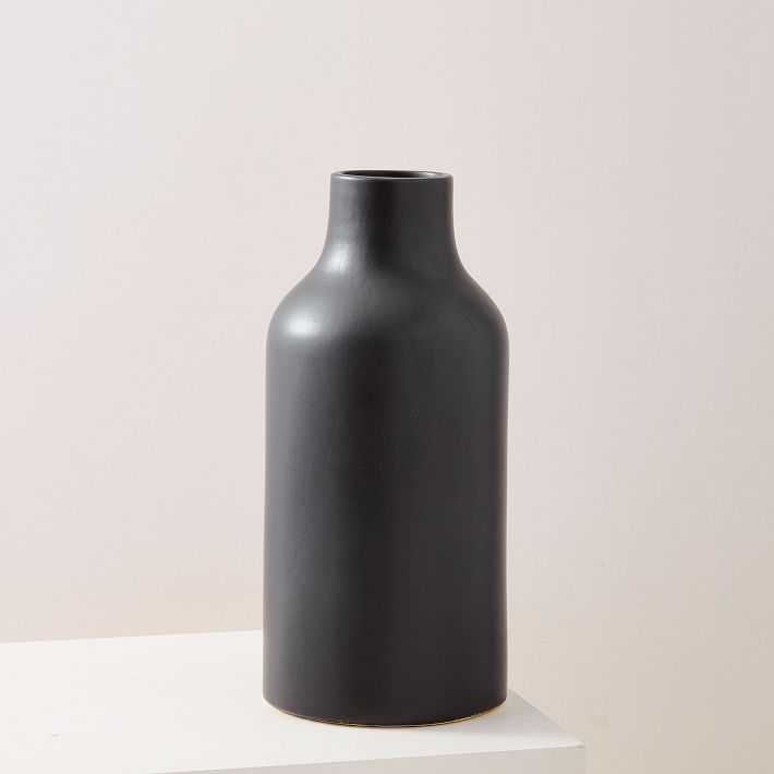 Pure Black Matte Ceramic Vases