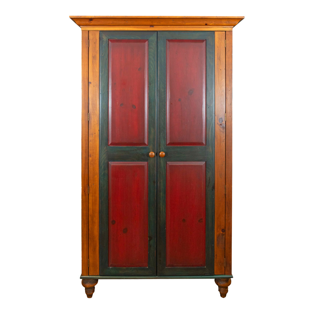 Two-Tone Painted Pine Armoire Cabinet