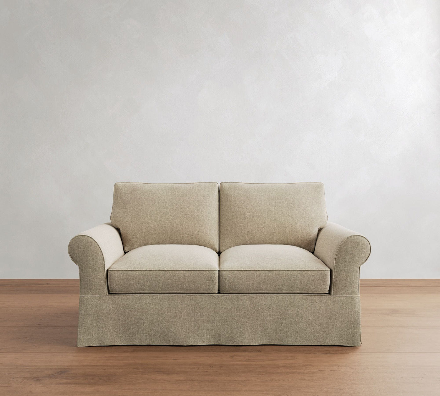 68" PB Comfort Roll Arm Slipcovered Loveseat