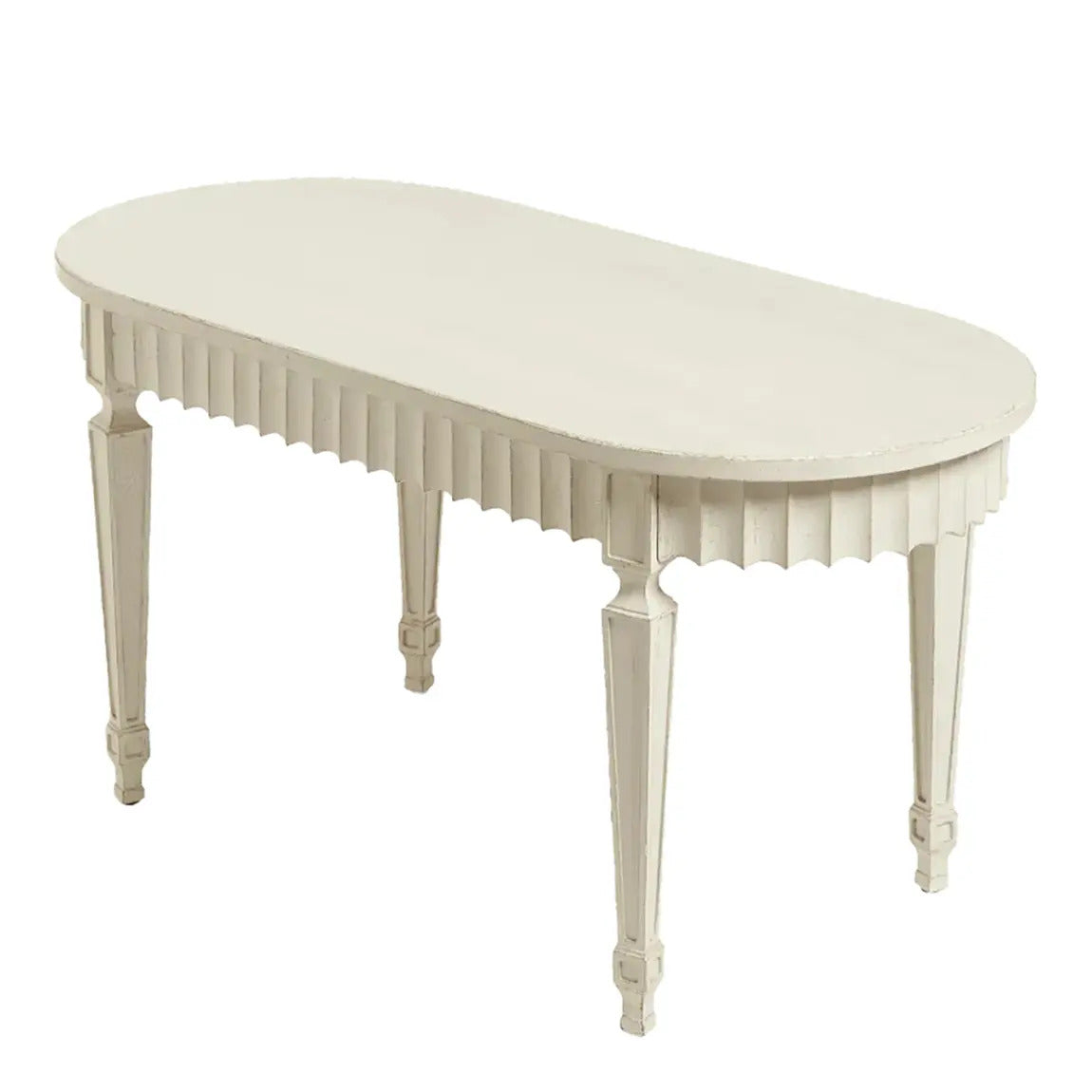 OKA Rufflen Chalk Dining Table