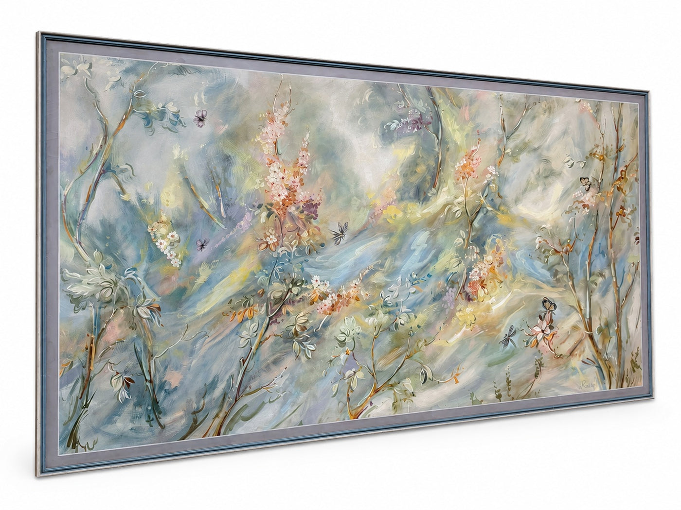 Parker Pale Blue Floral Oil on Canvas