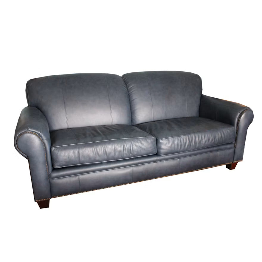 Broyhill Blue Leather Sofa
