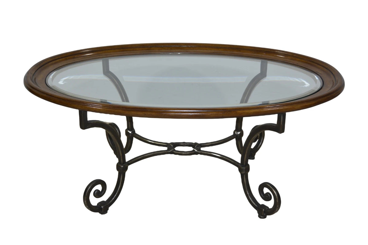 Ethan Allen Oval Glass Top Coffee Table
