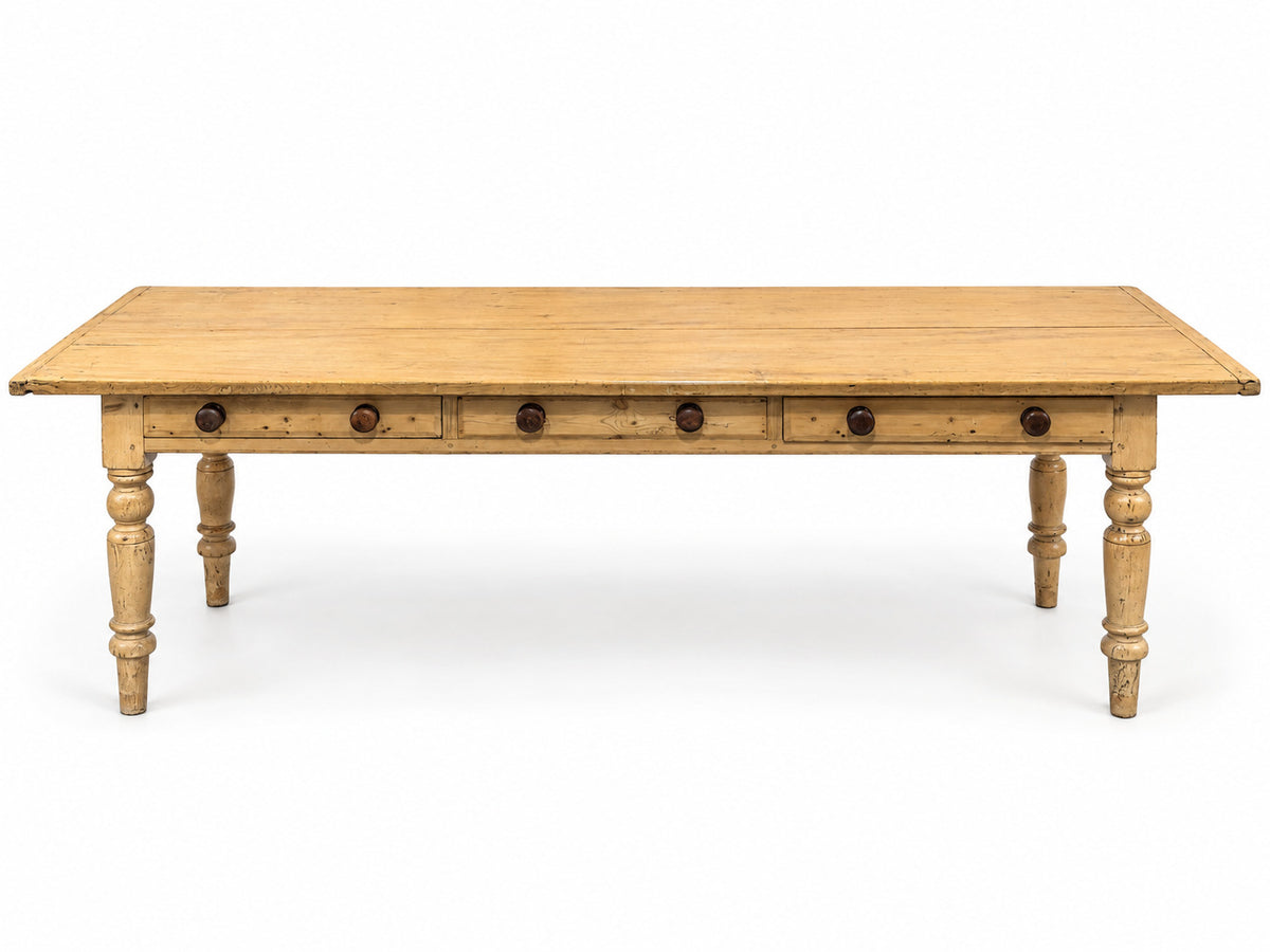 Antique English Pine Farmhouse Dining Table