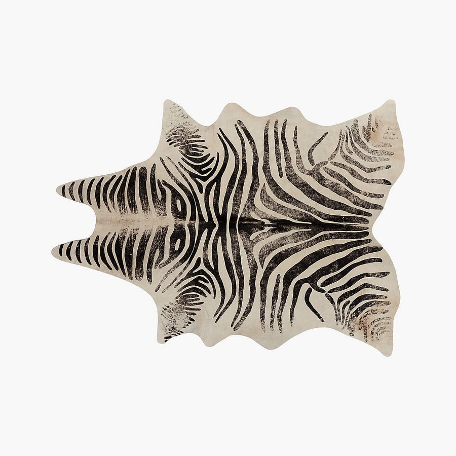 CB2 Distressed Faux Zebra Hide Rug