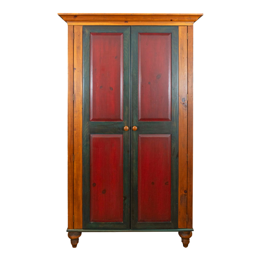 Two-Tone Painted Pine Armoire Cabinet