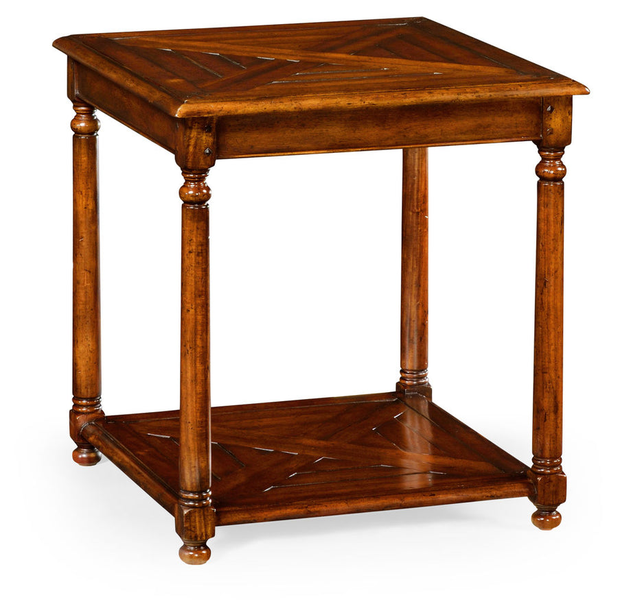 Pair of Square parquet topped side table with unde