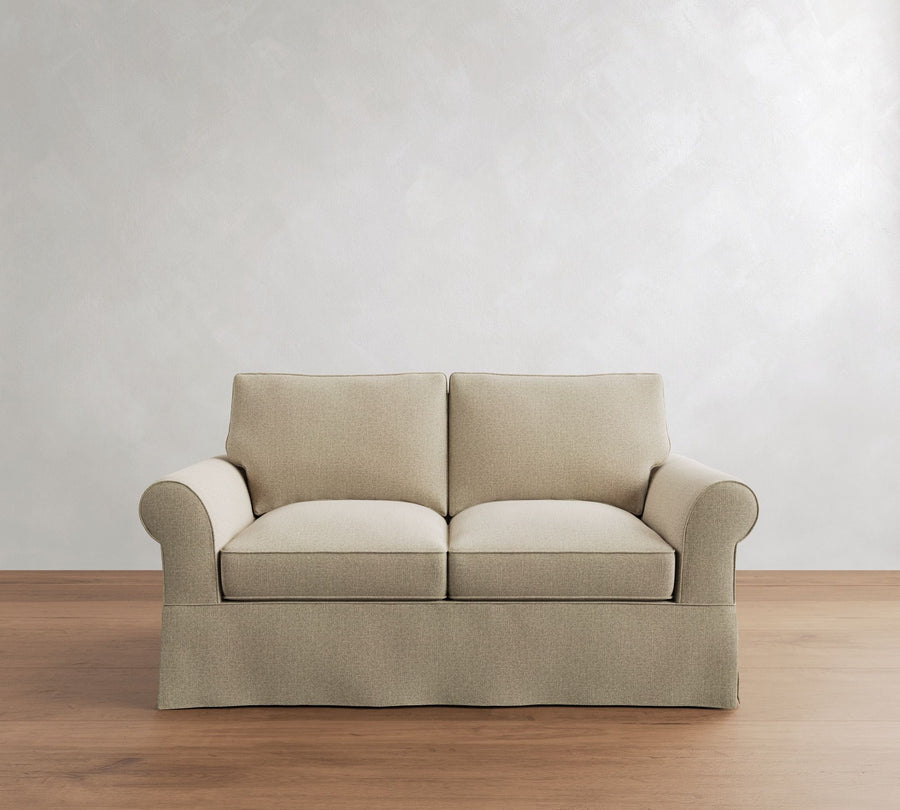 68" PB Comfort Roll Arm Slipcovered Loveseat