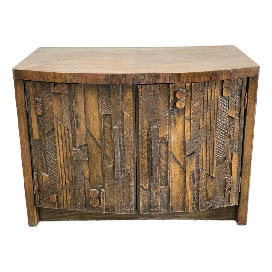 Vintage Lane Pueblo Brutalist Nightstand Cabinet