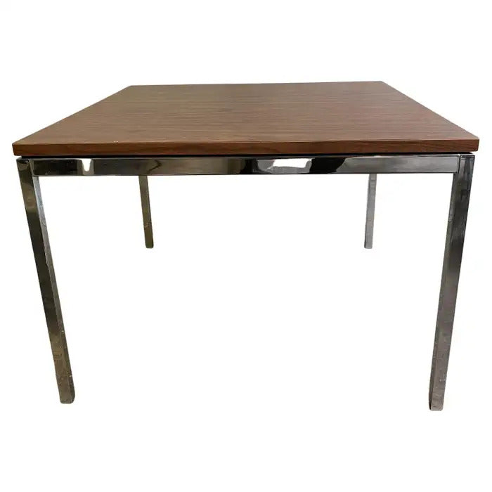 Vintage Modern Walnut & Chrome Square Coffee Table