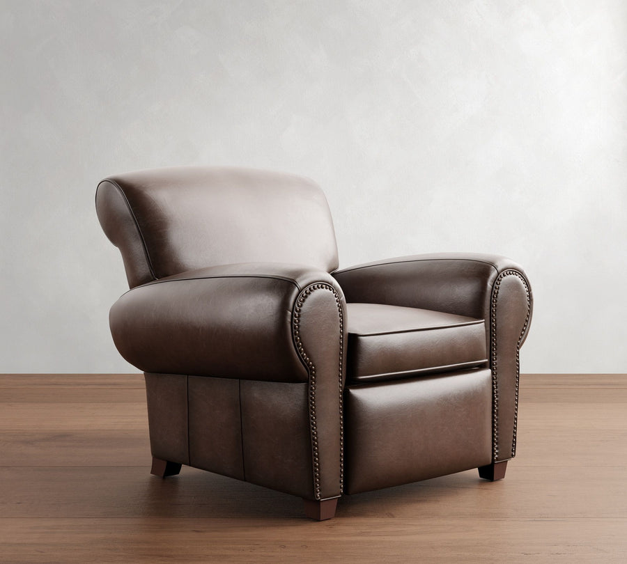 Pottery Barn Manhattan Burnished Leather Recliner
