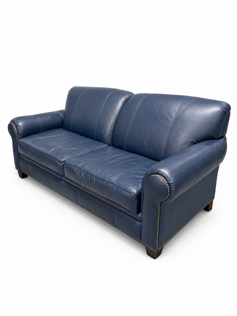 Broyhill Blue Leather Sofa