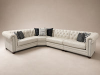 IVORY LEATHER CHESTERFIELD SECTIONAL