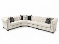 IVORY LEATHER CHESTERFIELD SECTIONAL