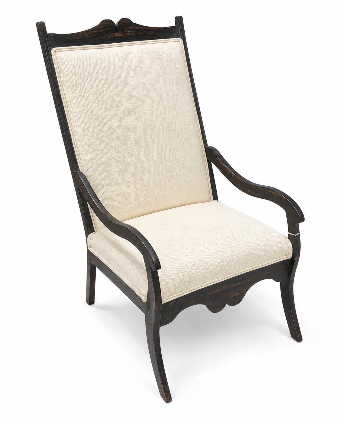 Vintage Black Painted Parlor Armchair