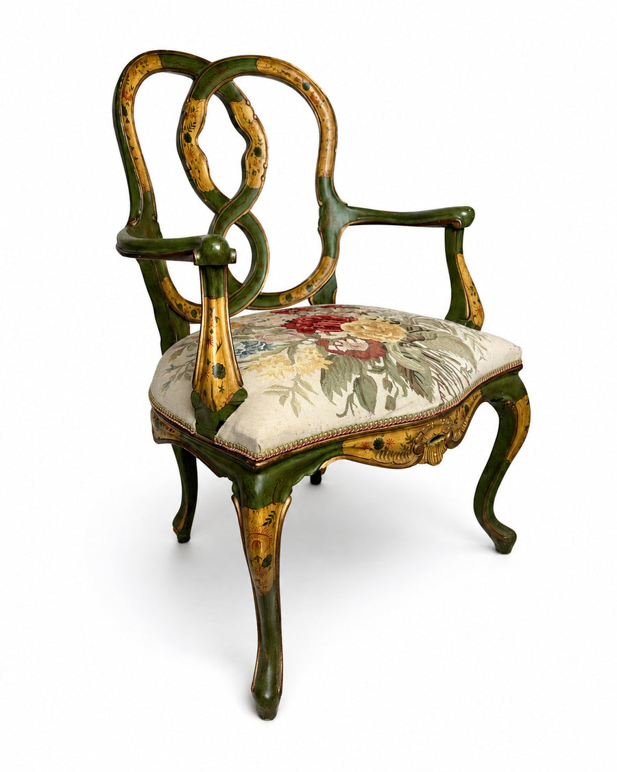 Pierre Deux Hand Painted Needlepoint Armchair