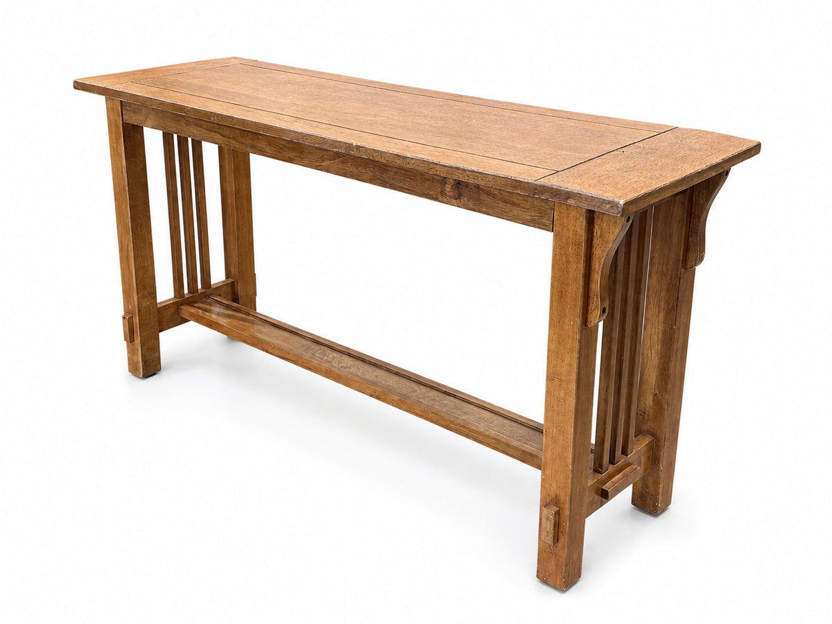 Oak Mission Style Console Table