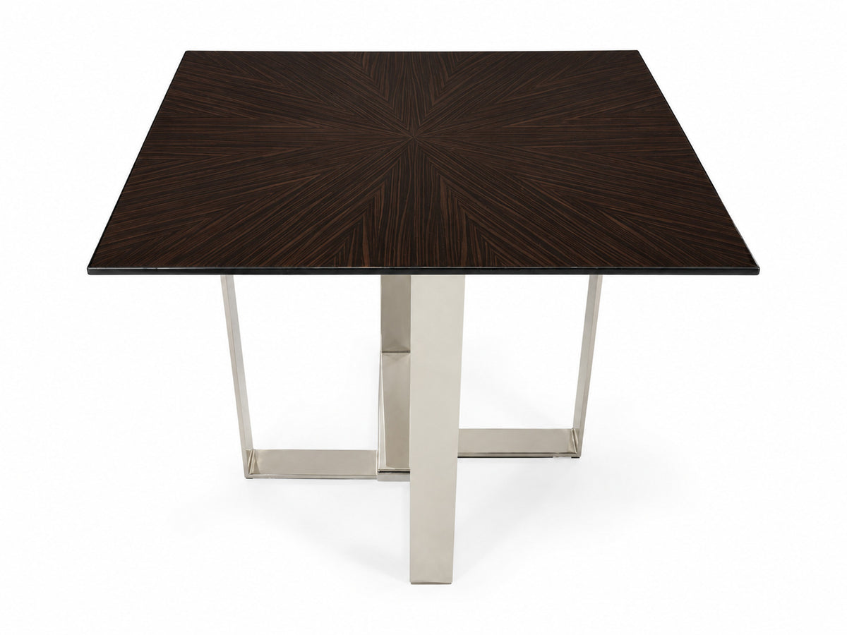 Mid-Century Tessellated Wood Chrome Side Table