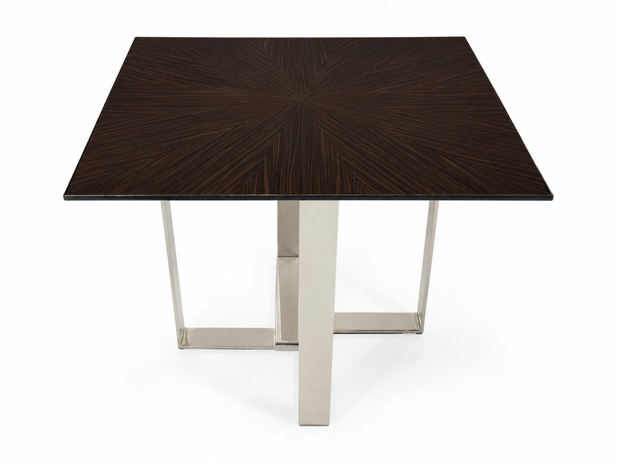 Mid-Century Tessellated Wood Chrome Side Table