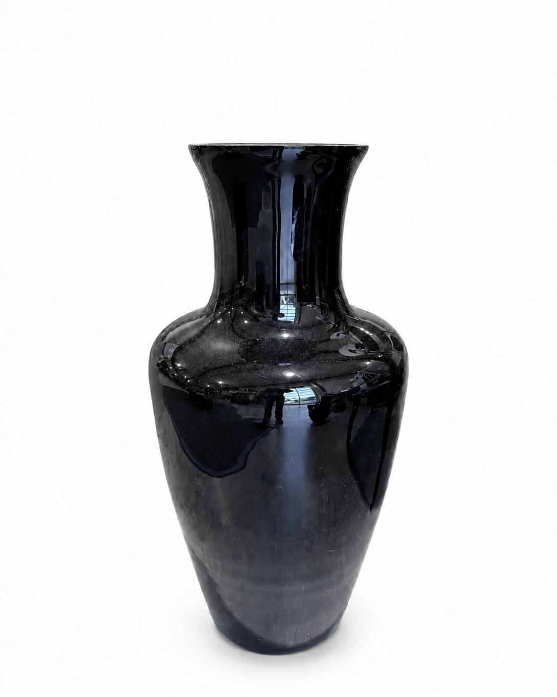 Oversized Black Glass Floor Vase