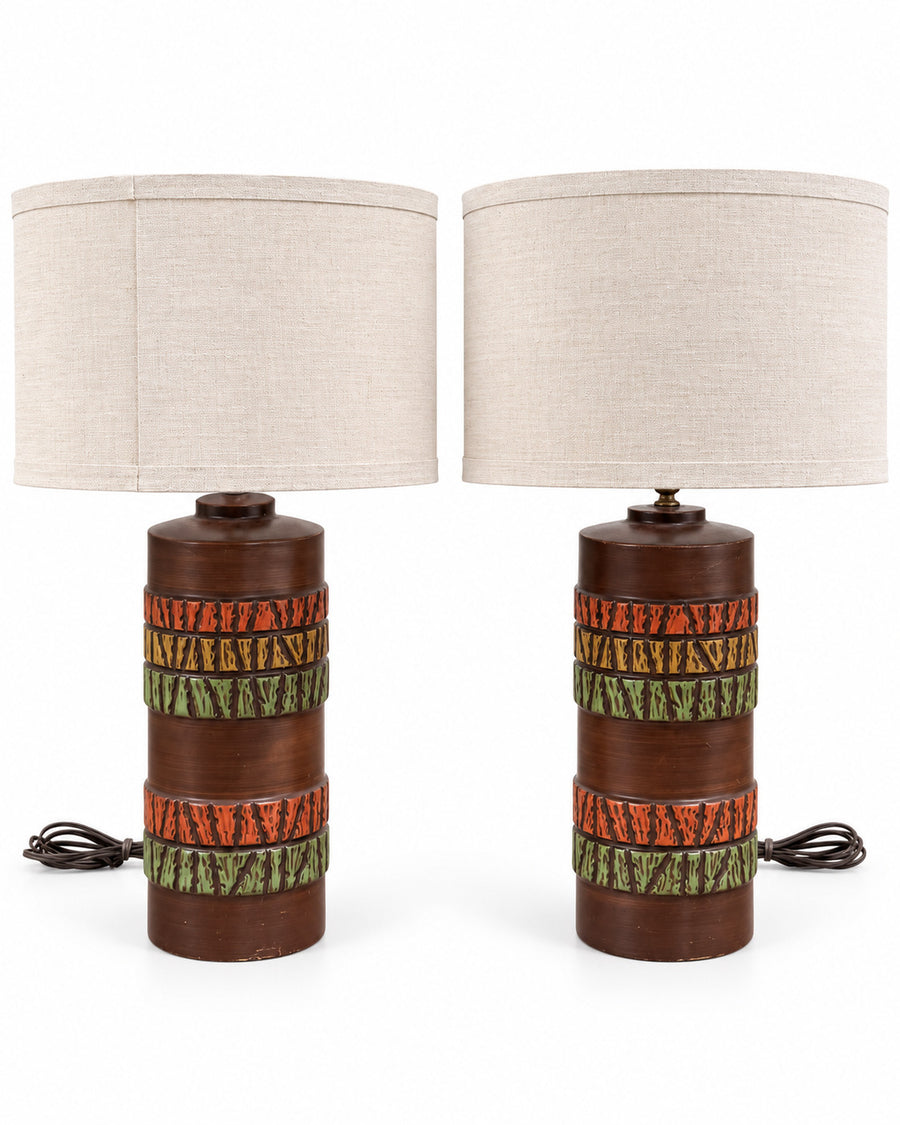 Vintage Mid-Century Modern Ceramic Lamps Pair