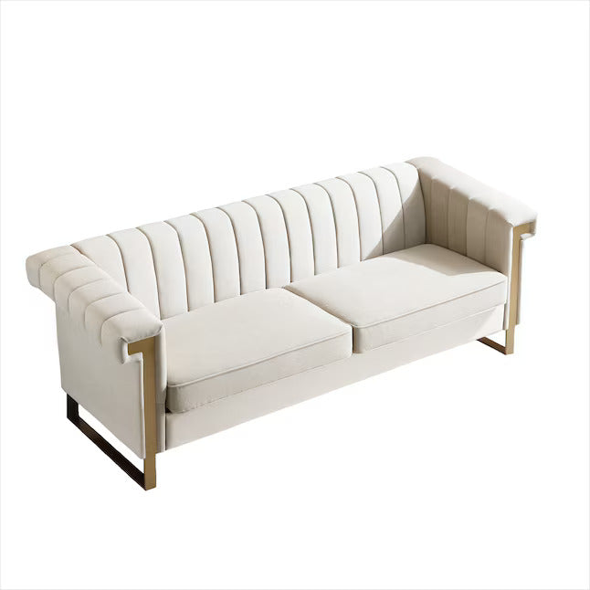 Modern Glam Velvet Channel Tufted Sofa