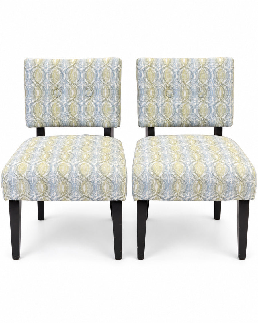 Crate & Barrel Upholstered Slipper Chairs Pair