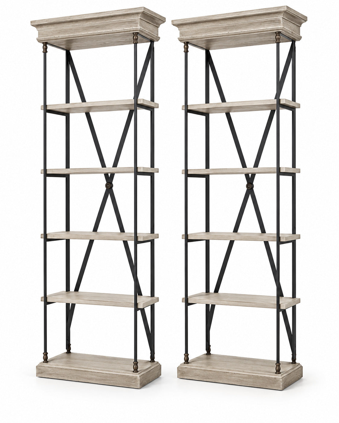 RH French Library Shelving Étagères Pair