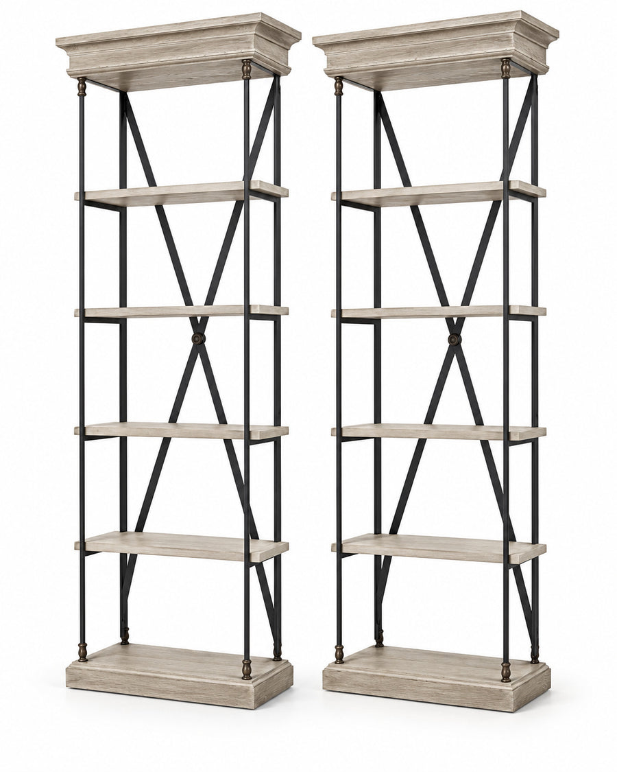 RH French Library Shelving Étagères Pair