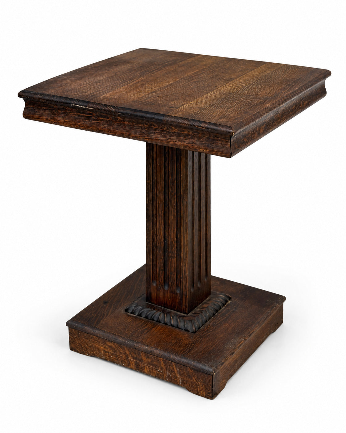 Vintage Oak Pedestal End Table