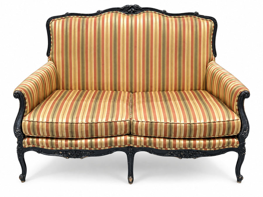 Vintage Louis XV Style Striped Loveseat
