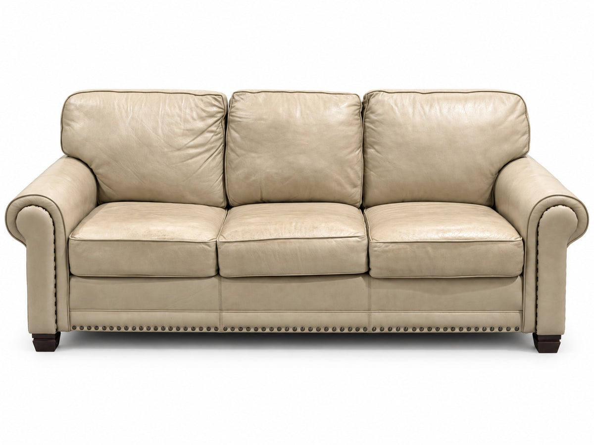 Smith Brothers 393 Beige Leather Sofa