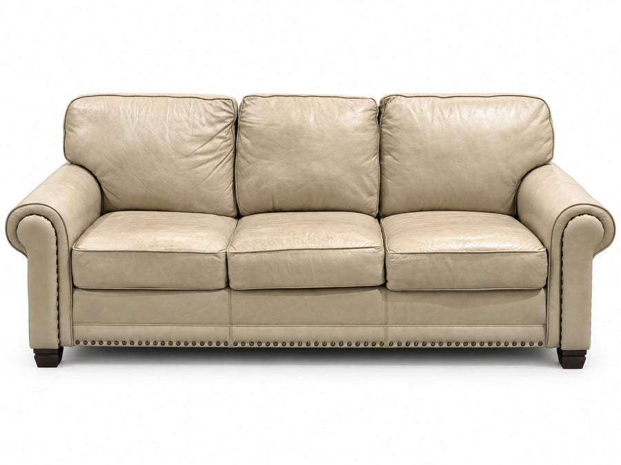 Smith Brothers 393 Beige Leather Sofa
